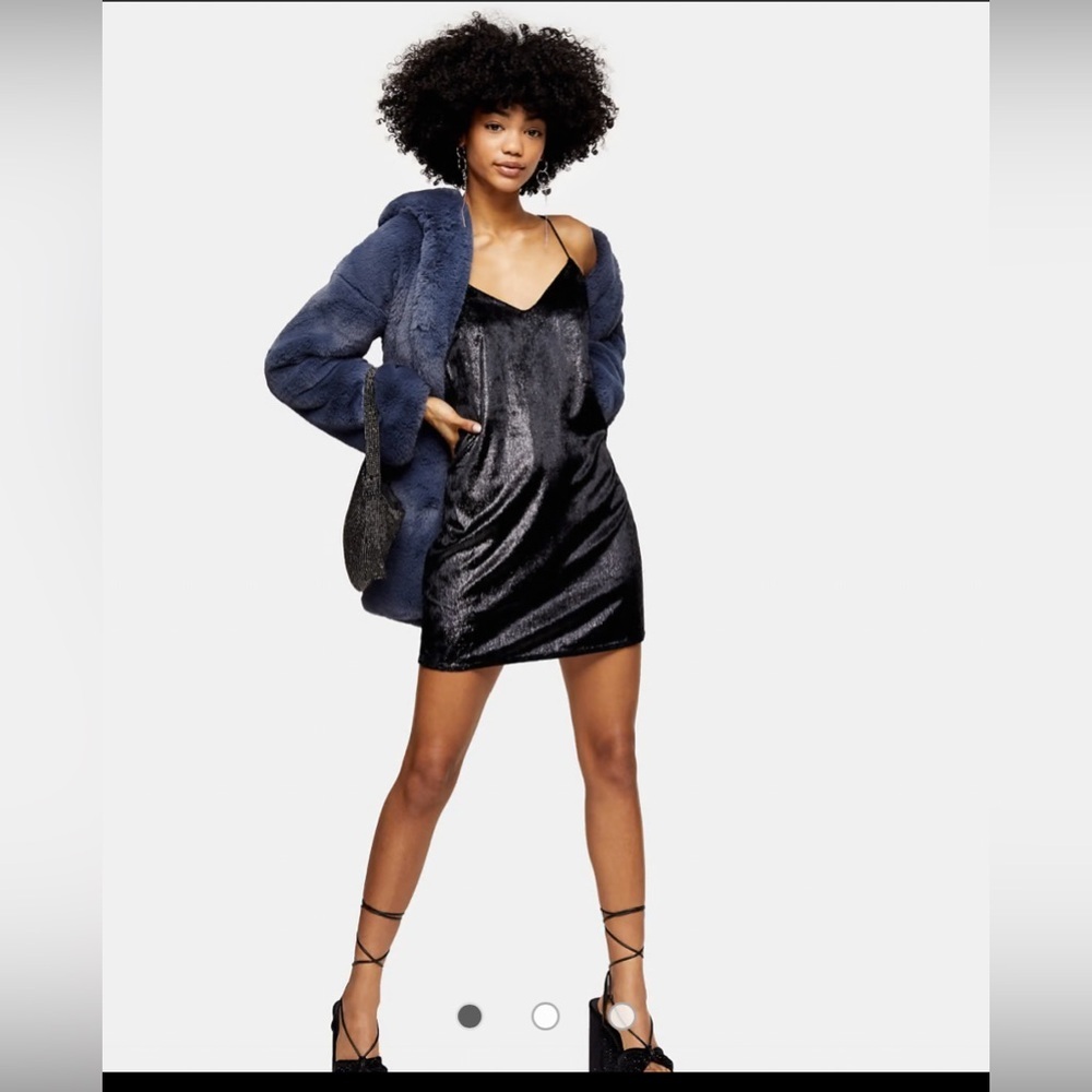 Topshop black glitter velvet mini slip dress. Size 10